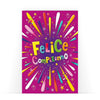 Biglietto Classico Compleanno FELICE COMPLEANNO Fucsia