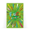 Biglietto Classico Compleanno FELICE COMPLEANNO Verde Fluo