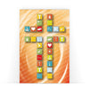 Biglietto Classico Comunione Cresima STICKERS CROSS Orange